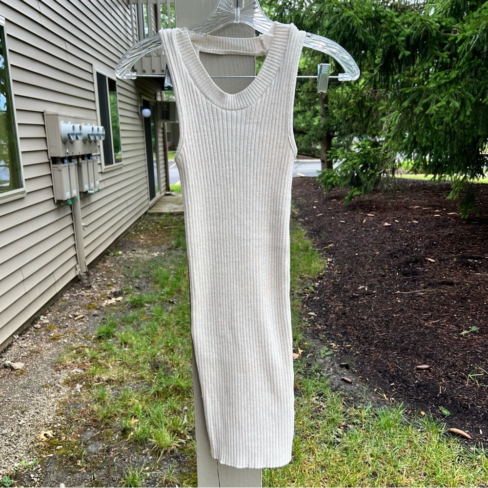 Windsor Cream Ribbed Midi Dress